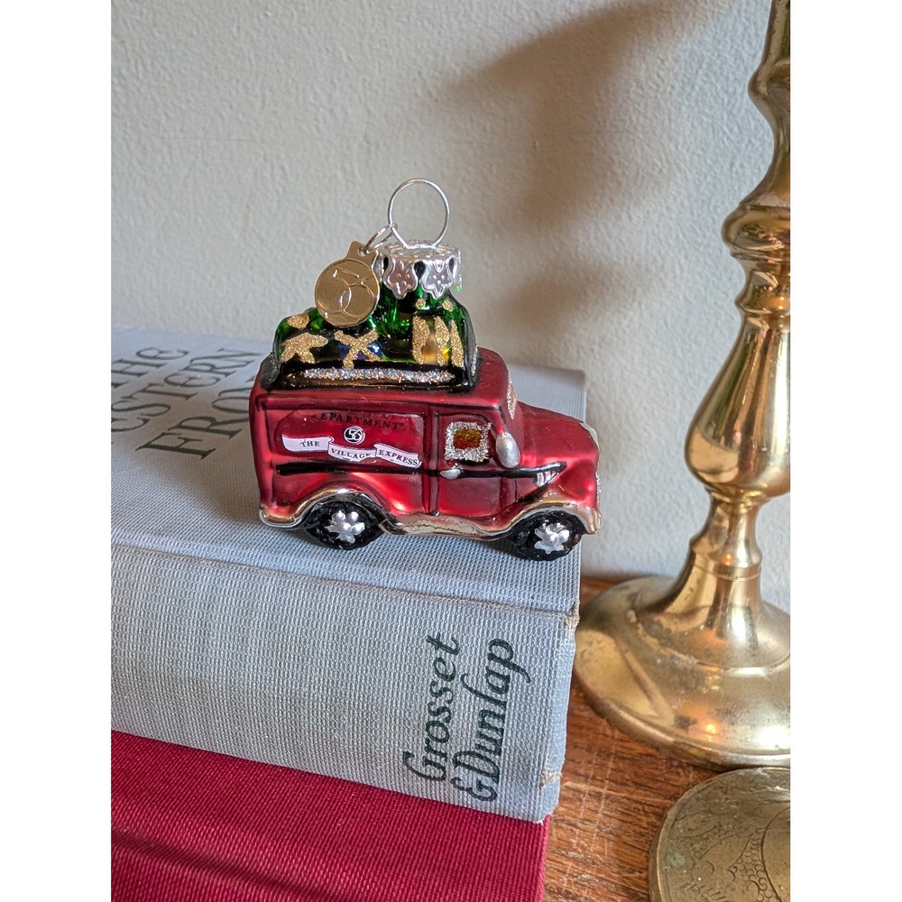 Vintage Mercury Glass Christmas Ornaments Dept 56 Village Express Truck Santa - Picture 2 of 15